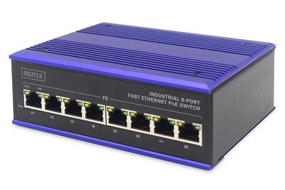 DIGITUS Industrial 8-Port Fast Ethernet PoE Switch DIN rail extended temp. range IN (DN-650108)