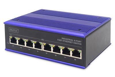 DIGITUS Industrial 8-Port Fast Ethernet Switch DIN rail extended temp. range IN (DN-650106)