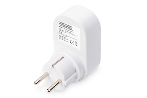 DIGITUS Universal USB plug-in charger with, 2x USB-A, sockets and integrated socket (DA-70617)