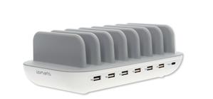 4smarts Office 60W ladestasjon,  Hvit for opptil 7 enheter. 6x USB-A 2.4A, 1x USB-C 2.4A (4S462310)