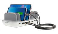 4smarts Office 60W Ladestasjon (hvit) for opptil 7 enheter. 6x USB-A 2.4A, 1x USB-C 2.4A (4S462310)