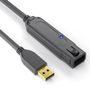 PURELINK Aktiv USB 2.0 forlænger kabel, 12m, USB-A: Han - USB-A: Hun, Sort