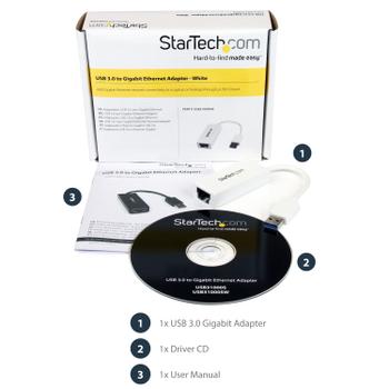 STARTECH USB 3.0 to Gigabit Ethernet NIC Network Adapter - White (USB31000SW)
