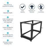 StarTech 12U 19" Open Frame Server Rack, 4 Post Adjustable Depth 23-41" Mobile, Free Standing Rolling Network/ Computer Equipment Data Rack, Dell PowerEdge,  HP ProLiant ThinkServer - Adjustable Server Rack (4PO (4POSTRACK12U)