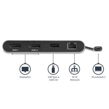 STARTECH Thunderbolt 3 Dock - Mini - Mac / Windows - 4K 60Hz - Dual DisplayPort - Laptop Docking Station - USB C Docking Station (TB3DKM2DP)
