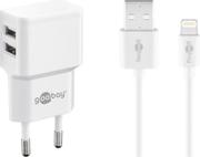 Goobay Dual Apple Lightning charger set 2.4 A, white, 1 m - power unit with 2 USB ports and Apple Lightning cable