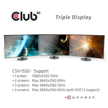 CLUB 3D USB TYPE C 3.2 GEN1 MULTISTREAM TRANSPORT MST HUB DISPLAY PORT 1.4 TRIPLE MONITOR (CSV-1550)