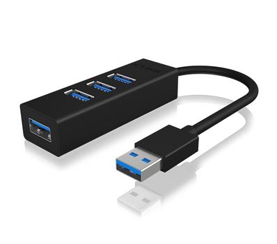ICY BOX USB 3.0 to 4 Port Type-A Hub, Svart USB 3.0 Hub - 4 ports (IB-HUB1419-U3)