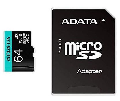 A-DATA ADATA 64GB Micro SDXC UHS-I U3 V30S A2 + Adapter (AUSDX64GUI3V30SA2-RA1)