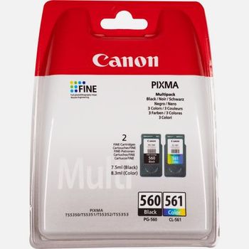 CANON n PG-560 / CL-561 Multipack - 2-pack - black, colour (cyan, magenta, yellow) - original - blister with security - ink cartridge - for PIXMA TS5350, TS5351, TS5352, TS5353, TS7450, TS7451 (3713C005)