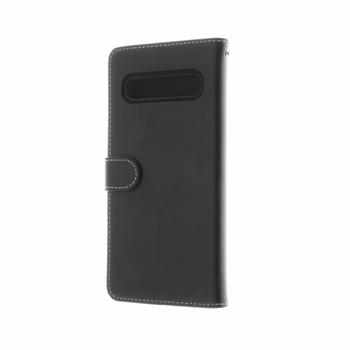 INSMAT Exclusive Wallet - Vikbart fodral för mobiltelefon - polyuretan,  polykarbonat,  bomull, brons - svart - för Samsung Galaxy S10 5G (650-2822)