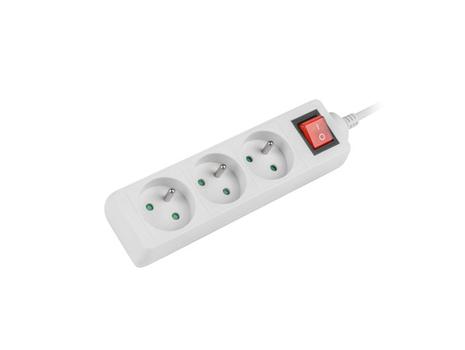 LANBERG 3M White LANTERGE CURVE 3X 230V PL WITH CIRCUIT BREAKER, FULL COPPER (PS1-03E-0300-W)