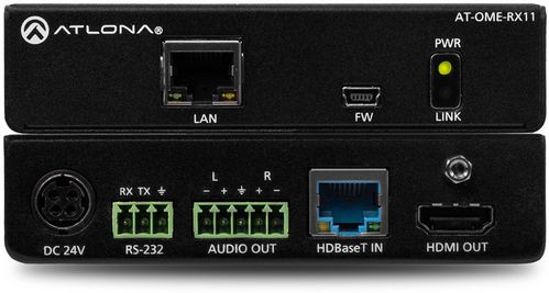 Atlona Omega 4K/UHD HDMI over HDBaseT Receiver with Control. Audio Output, and PoE (Power Source Equipment). (AT-OME-RX11)