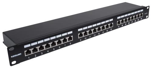 INTELLINET INT Patch Panel, 19", Cat6A, 24-Port, Shielded, 1 U, Black (720861)