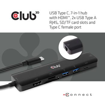 CLUB 3D Club3D USB-7-in1-HUB USB-C > HDMI/ 2xUSB/ USB-C/ RJ45/ SD/ MSD retail (CSV-1592)