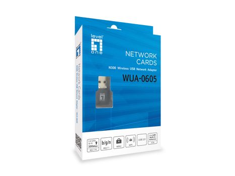 LEVELONE WUA-0605 11N 300MBPS 2.4GHZ USB ADAPTER W/WPSBTN (WUA-0605)