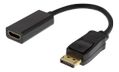 DELTACO DisplayPort - HDMI-sovitin, 4K 60Hz, 0,2m, musta