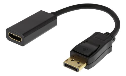 DELTACO DisplayPort - HDMI-sovitin,  4K 60Hz, 0,2m, musta (DP-HDMI43)