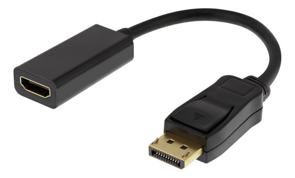 DELTACO DisplayPort till HDMI adapter, 4K 60Hz, 0,2m, Svart (DP-HDMI43)