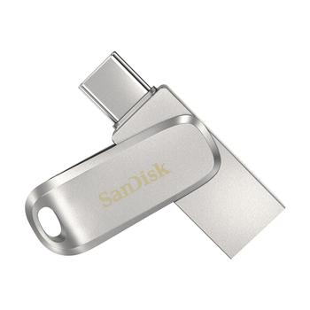 SANDISK Ultra Dual Drive Luxe 128GB USB C USB A Stainless Steel Flash Drive (SDDDC4-128G-G46)
