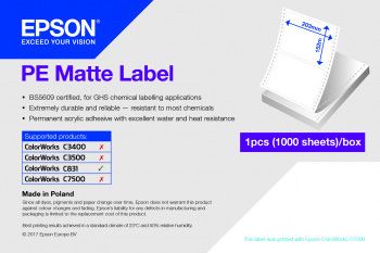 EPSON PE Matte Lbl Die-cut Fanfold 500 Labels (C33S045552)