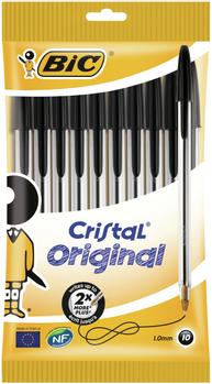BIC Cristal Ballpoint Pen 1.0mm Tip 0.32mm Line Black (Pack 10) - 830864 (830864)