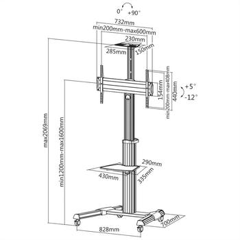 ROLINE Premium TV Mobile Cart, Pivot (17.03.1260)