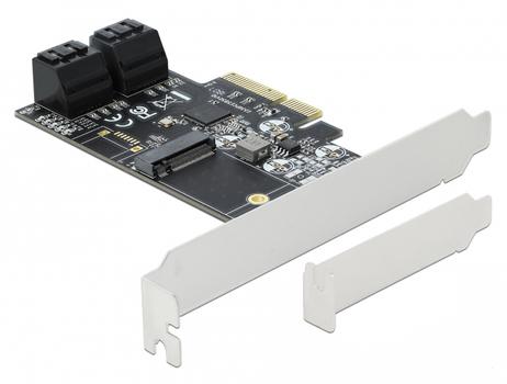 DELOCK 4 port SATA and 1 slot M.2 Key B PCI Express x4 Card - Low Profile Form Factor (90396)