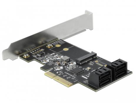 DELOCK 4 port SATA and 1 slot M.2 Key B PCI Express x4 Card - Low Profile Form Factor (90396)