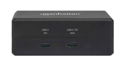 MANHATTAN Smart Video Power Delivery Charging Hub, Multiport Dock with One HDMI Port, One USB-C Power Delivery Port up to 45 W, One USB-C Port up to 5 V/1 A, Two USB 3.2 Gen 1 Type-A Ports, Black (130554)