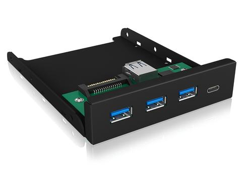 ICY BOX 4x Port USB 3.0 Hub (3x USB 3.0, 1x USB Type-C), frontpanel 3.5'' (IB-HUB1418-I3)