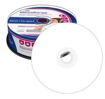 MediaRange Audio CD-R 700MB 80min 12x speed inkjet fullsurface printable Cake 25, capaciteit  700MB (MR224)