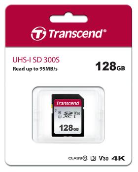 TRANSCEND SDXC-kort Premium 300S Class 10, UHS-I, UHS-Class 3, v30 Video Speed Class 128 GB (TS128GSDC300S)