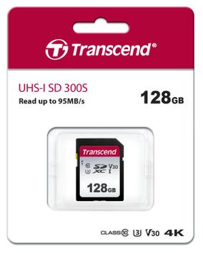 Transcend 300S - flashminnekort - 128 GB - SDXC UHS-I (TS128GSDC300S)