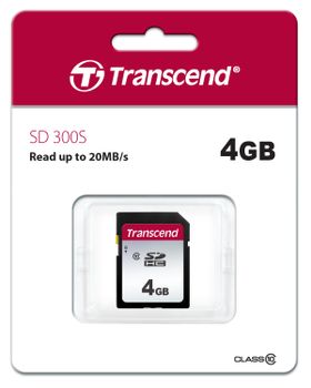 TRANSCEND SDHC 300S 4GB, 4 GB, SDHC, Klasse 10, NAND, 95 MB/s, Sort (TS4GSDC300S)