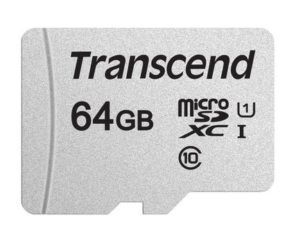 TRANSCEND 300S, 64 GB, MicroSDXC,  Klasse 10, UHS-I, 95 MB/s, Sølv (TS64GUSD300S)