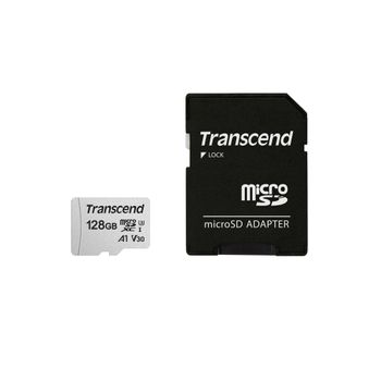 TRANSCEND 300S - Flash memory card (adapter included) - 128 GB - A1 / Video Class V30 / UHS-I U3 - microSDXC (TS128GUSD300S-A)