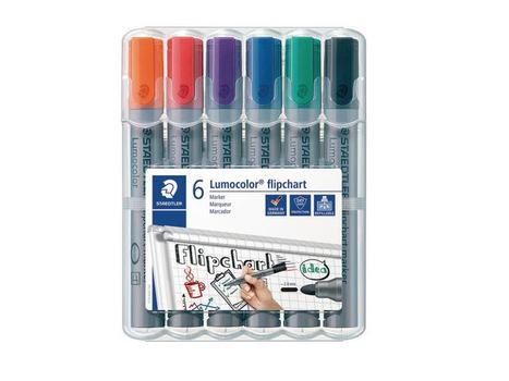 STAEDTLER Lumocolor Flipchart Marker Bullet Tip 2mm Line Assorted Colours (Pack 6) - 356WP6 (356 WP6)