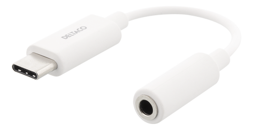 DELTACO USB-C to 3.5 mm female, 11 cm, active, White (USBC-1145)