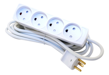 DELTACO 4 sockets - 3M - plug with earth White (120003-DK)