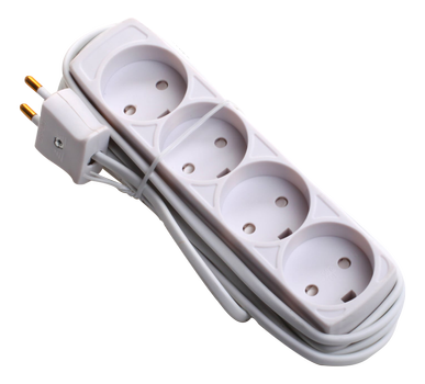 DELTACO Socket with. cheat ground - 4 outlets - 2.5 M - plug without ground White (F-8532116)