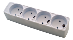 HELTEC EDB stikdåse m. jord  - 4 udtag - 3M - EDB Stikprop White