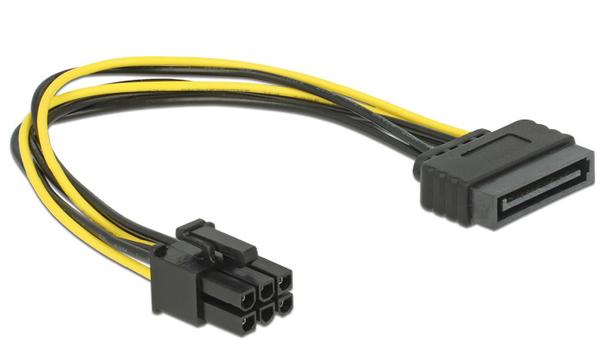 Delock strømkabel - SATA-strøm til 6-pins PCIe-strøm - 21 cm (82924)