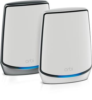 NETGEAR Orbi WiFi System RBK852 - Wi-Fi system (router, extender) - up to 350 sq.m - mesh - GigE, 2.5 GigE - 802.11a/ b/ g/ n/ ac,  802.11a/ b/ g/ n/ ac/ ax - Tri-Band (RBK852-100EUS)