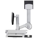 Ergotron SV Combo System with Worksurface & Pan, Medium CPU Holder monteringssett - Lift and Pivot - for LCD-skjerm / tastatur / mus / strekkodeskanner / CPU - hvit (45-595-216)