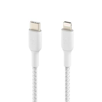 BELKIN Lightning to USB-C Braided Cable (MFi) 1m White / CAA004bt1MWH (CAA004bt1MWH)