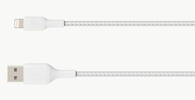 BELKIN Lightning to USB-A Braided Cable (MFi) 15cm White / CAA002bt0MWH (CAA002bt0MWH)