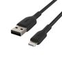 BELKIN Lightning to USB-A Braided Cable (MFi) 1m Black /CAA002bt1MBK