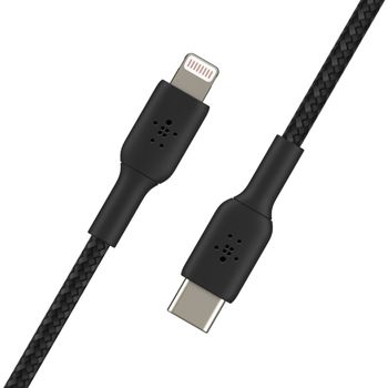 BELKIN Lightning to USB-C Braided Cable (MFi) 1m Black / CAA004bt1MBK (CAA004bt1MBK)