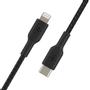 BELKIN Lightning to USB-C Braided Cable (MFi) 1m Black / CAA004bt1MBK